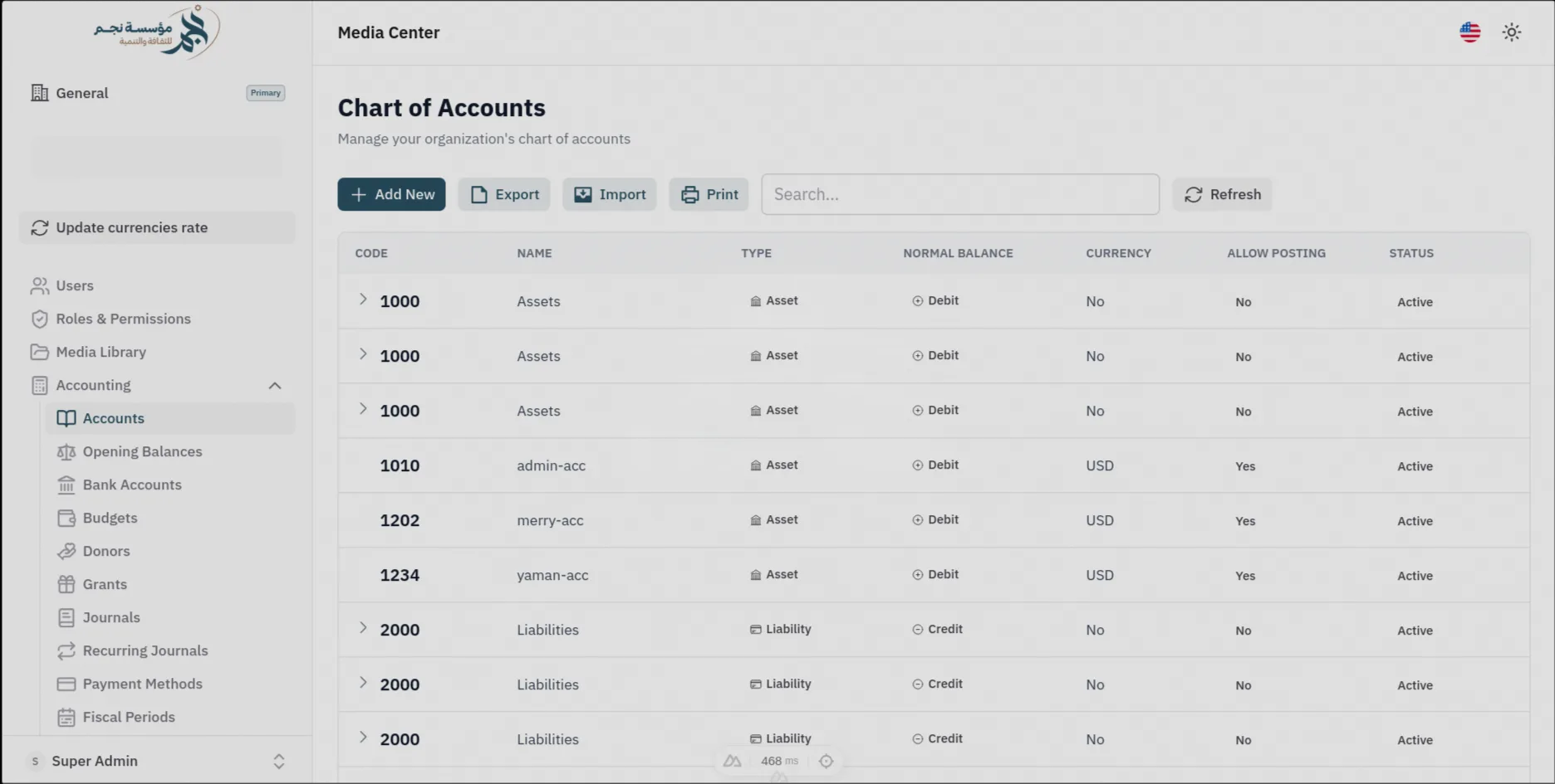 Accounting (Chart of Accounts)